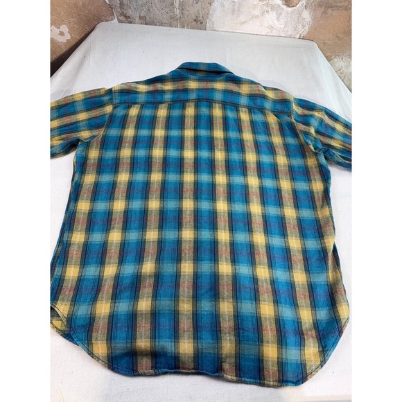 90s Levis Plaid Flannel Shirt Mens XL Blue Yellow Long Sleeve Cabincore Grunge - Picture 15 of 16